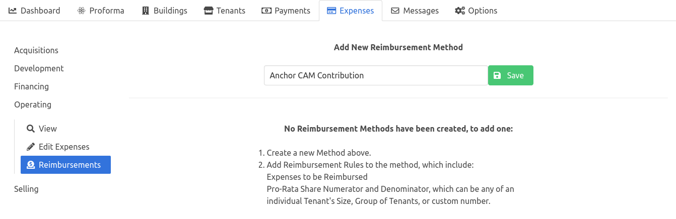 Creating a Reimbursement Method