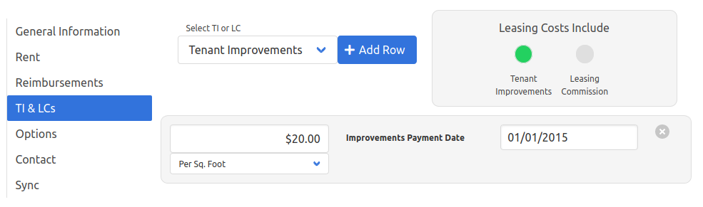 Tenants - Tenant Improvements and Leasing Commissions