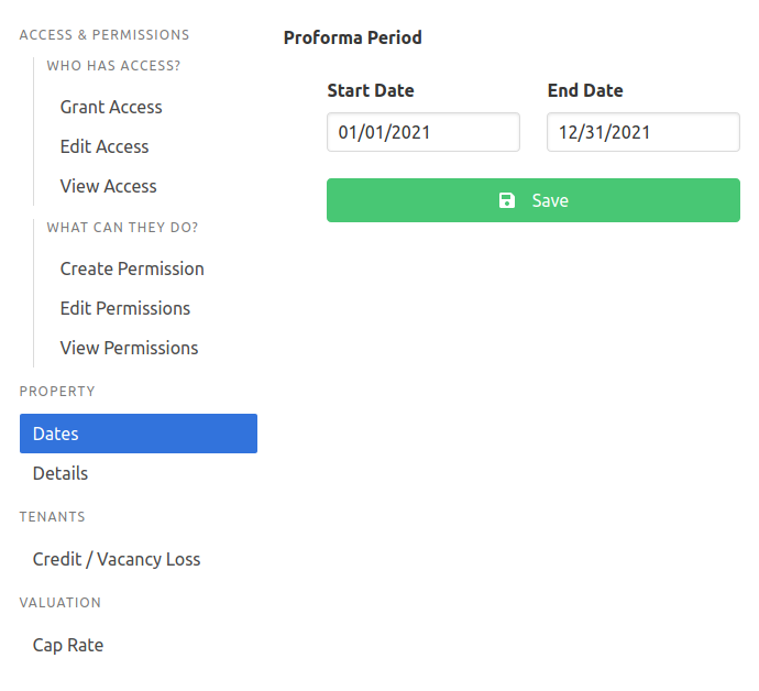 Add Proforma Date Period